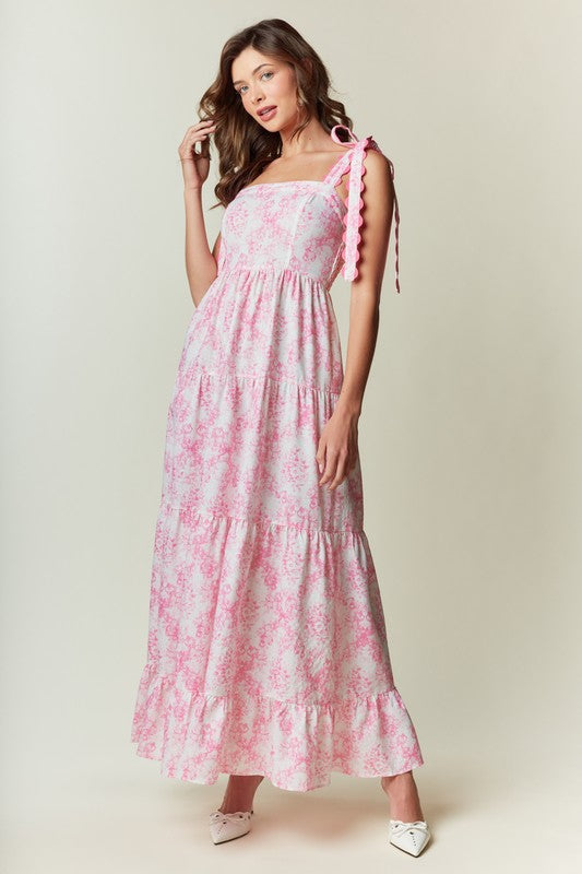 Regi Floral Detailed Tie Bow Dress