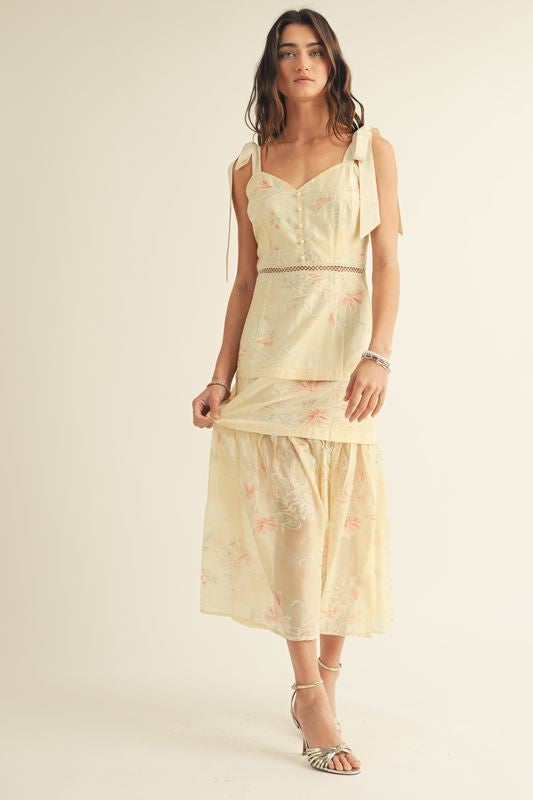 Khlara Floral Print Midi Dress