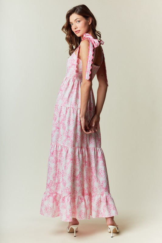 Regi Floral Detailed Tie Bow Dress