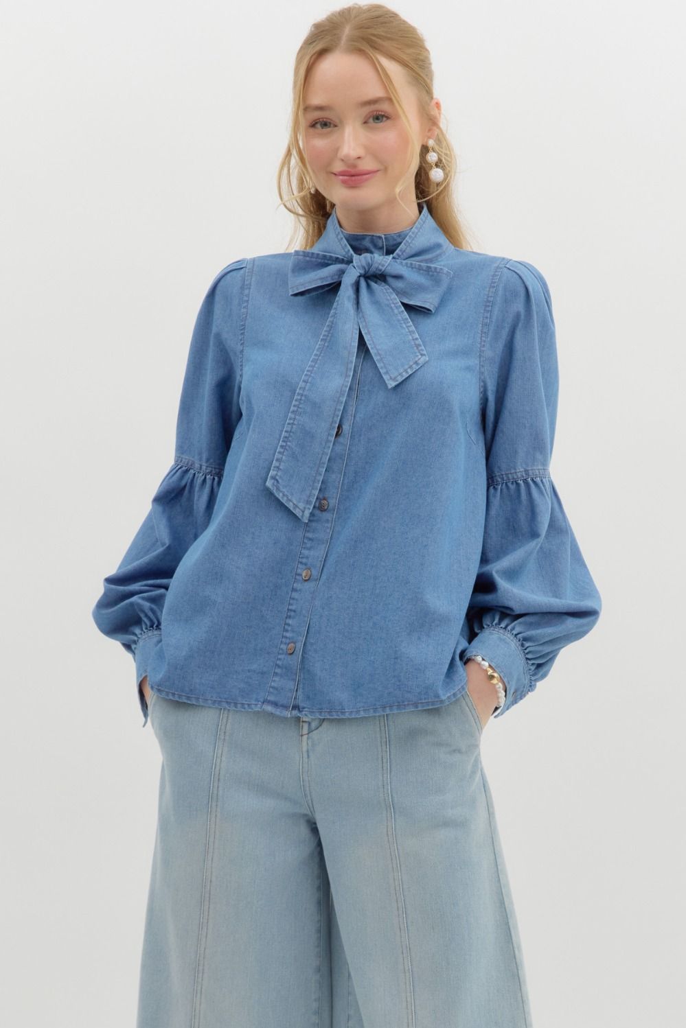 Denim bow top