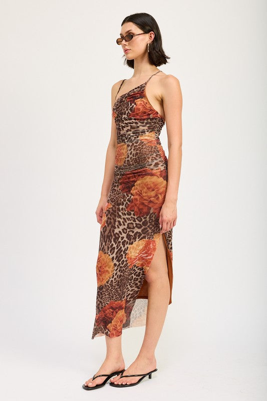 Katina Leopard Print Midi Dress