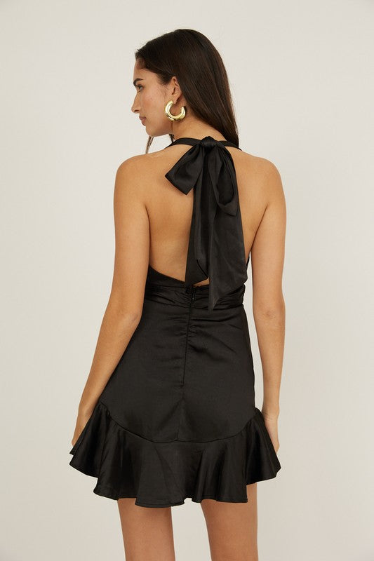 Naira Black Halter Dress