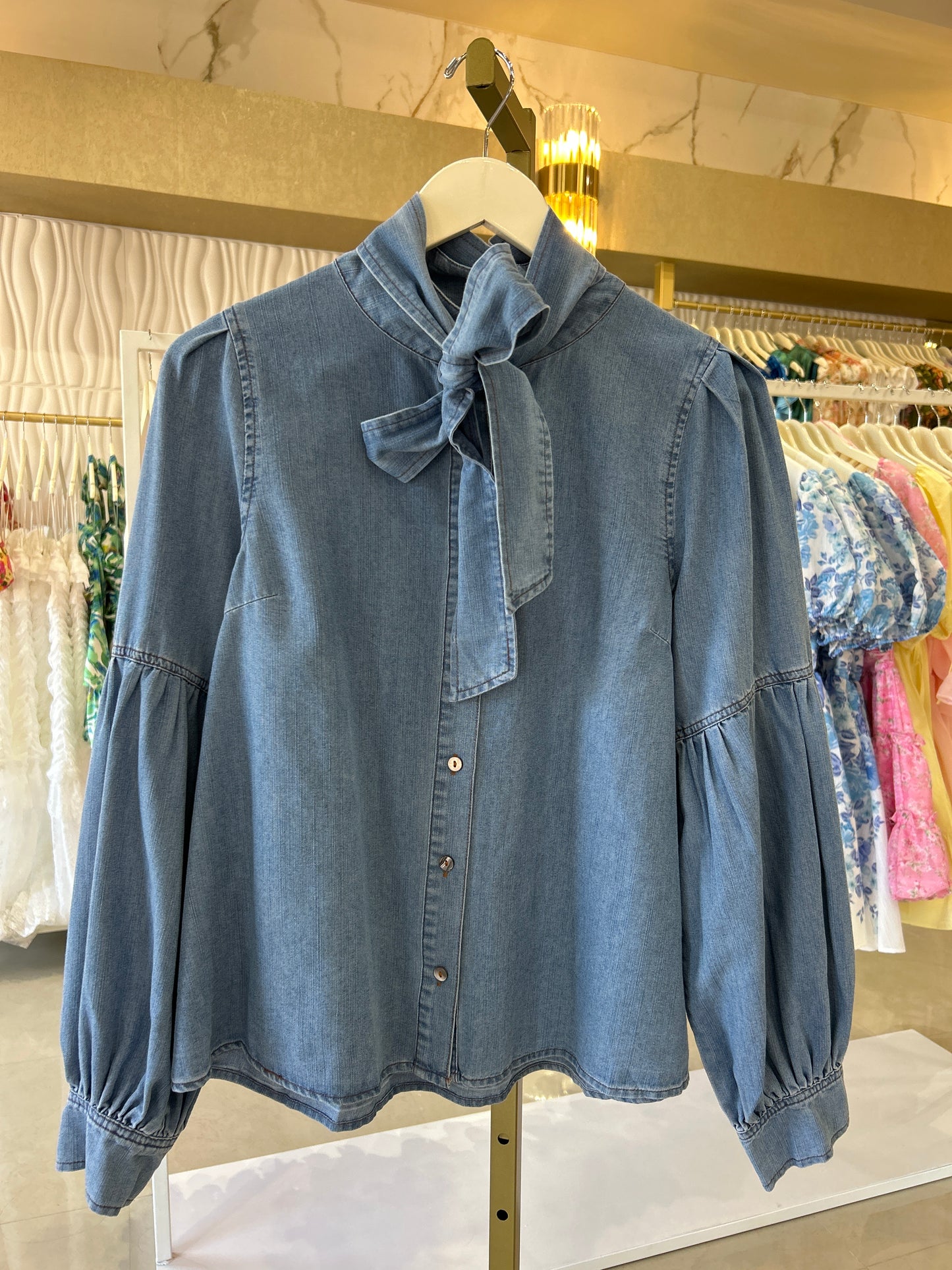 Denim bow top