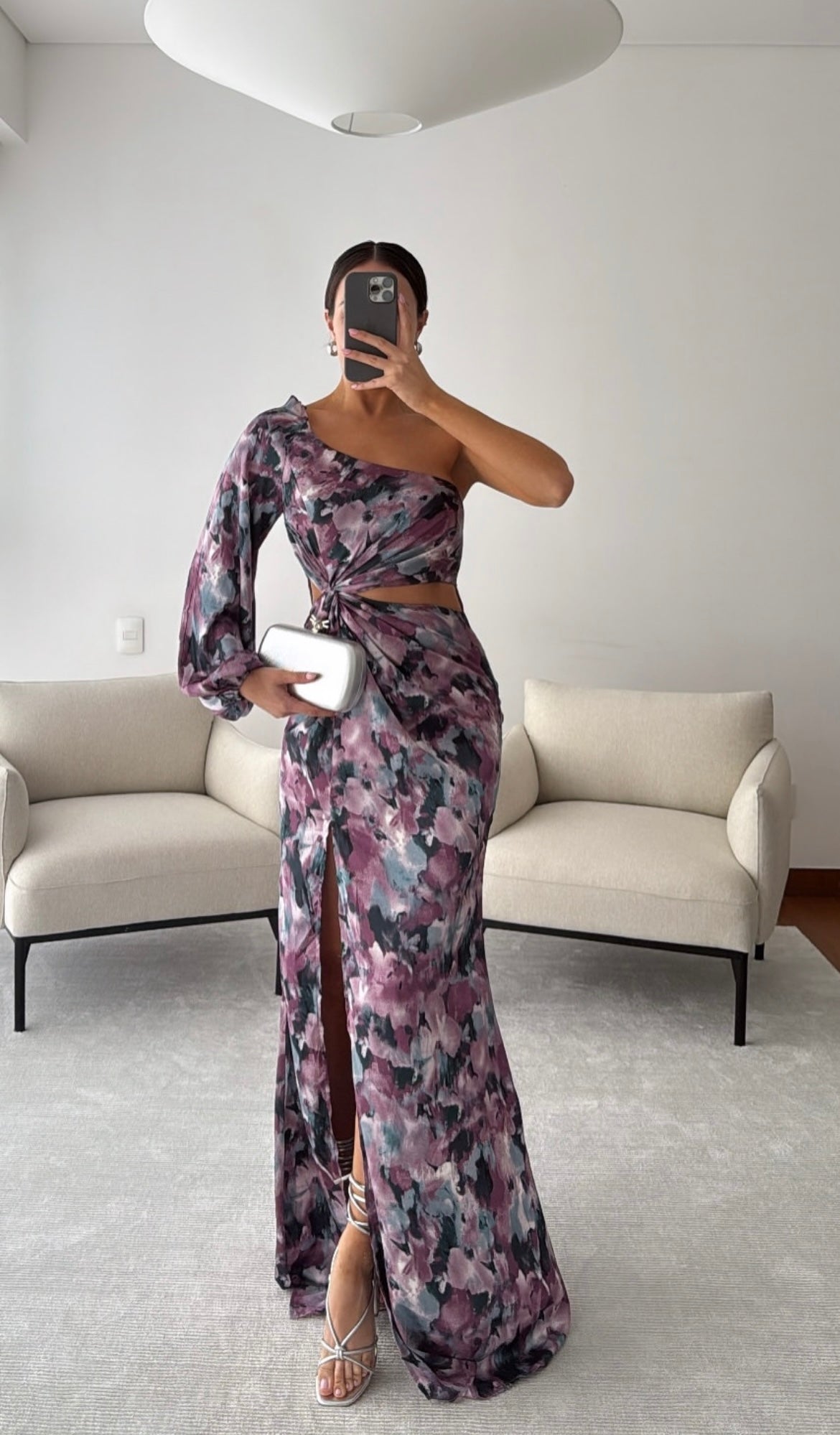 Marcia One Shoulder Printed Dress