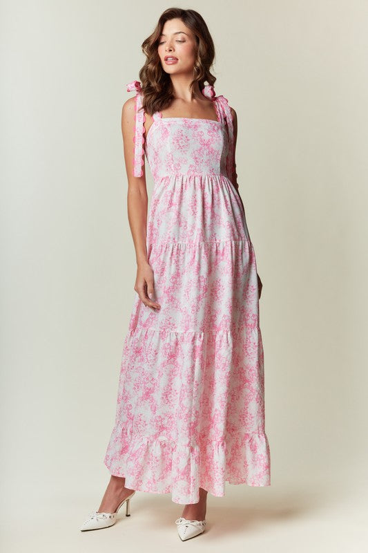 Regi Floral Detailed Tie Bow Dress