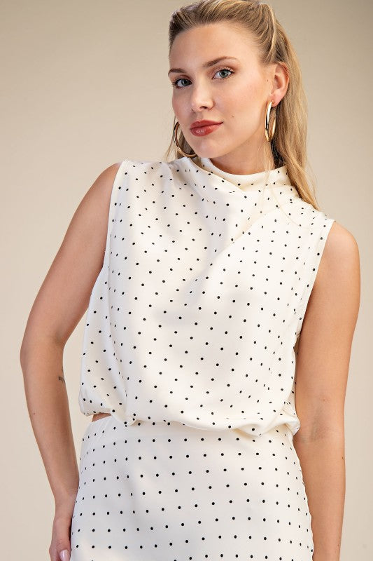 Polka dot satin top