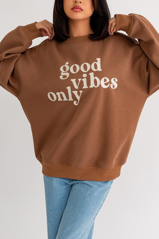 Good Vibes Embroidery Oversized Sweatshirt - ONLINE ONLY