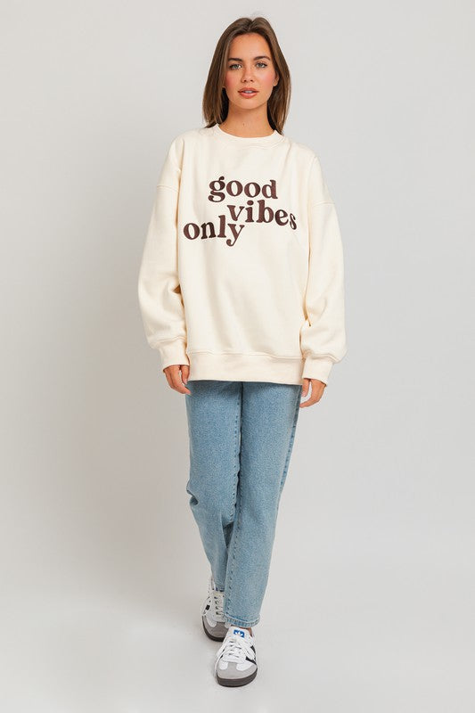 Good Vibes Embroidery Oversized Sweatshirt - ONLINE ONLY