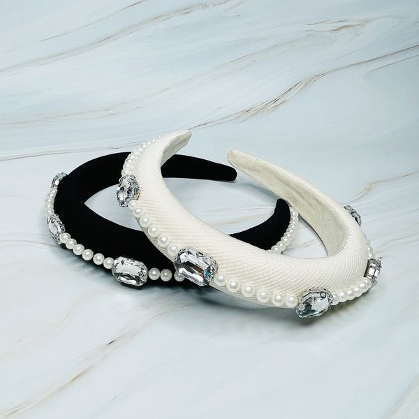 Pearls And Jewels Lined Headband - ONLINE ONLY