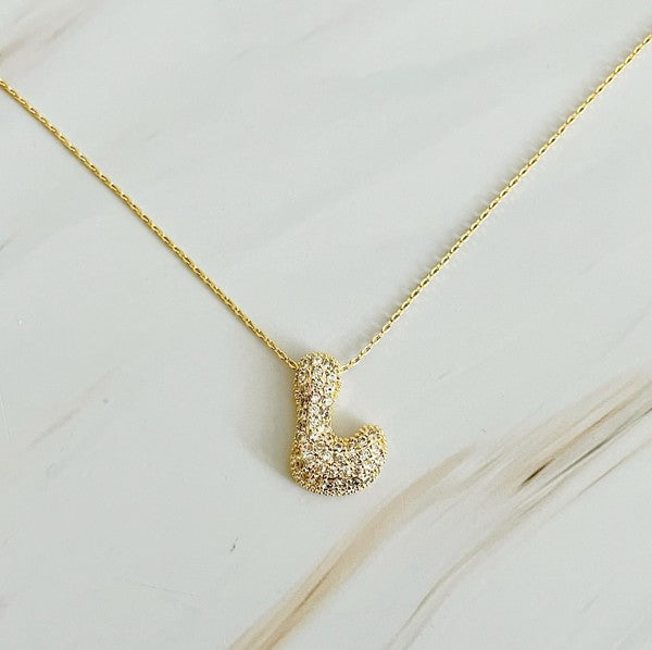 Crystal Bubble Initial Necklace - ONLINE ONLY