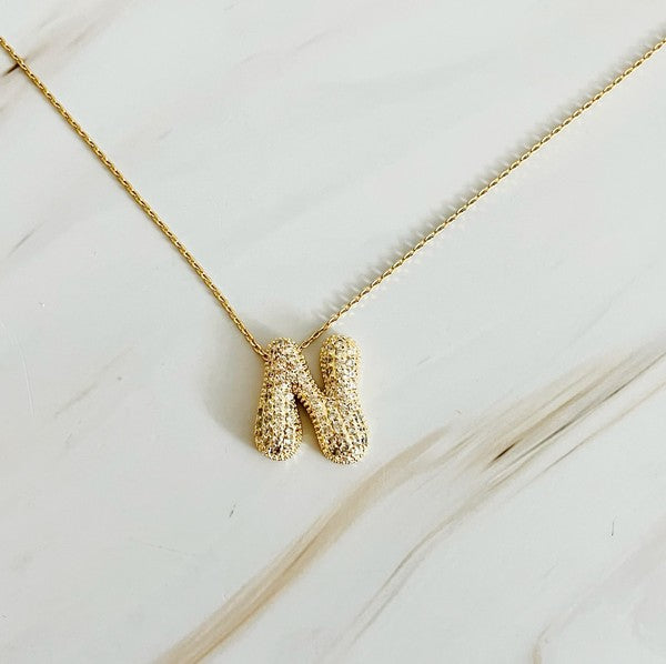 Crystal Bubble Initial Necklace - ONLINE ONLY