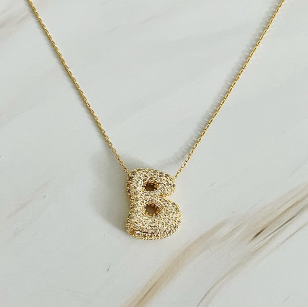 Crystal Bubble Initial Necklace - ONLINE ONLY