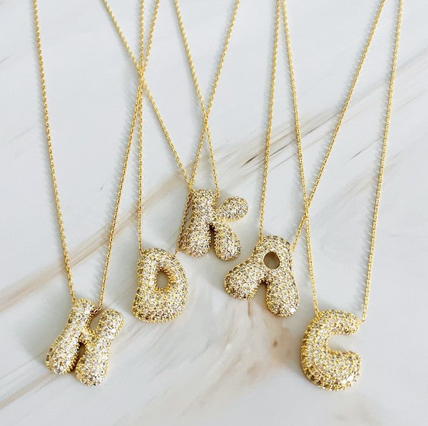 Crystal Bubble Initial Necklace - ONLINE ONLY