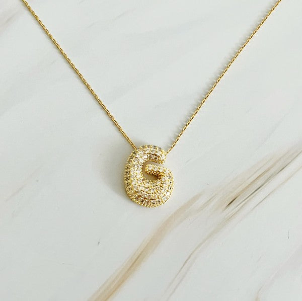 Crystal Bubble Initial Necklace - ONLINE ONLY