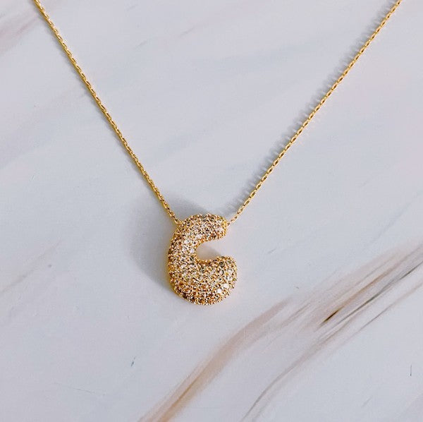 Crystal Bubble Initial Necklace - ONLINE ONLY