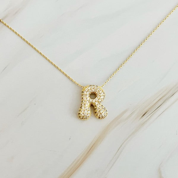 Crystal Bubble Initial Necklace - ONLINE ONLY