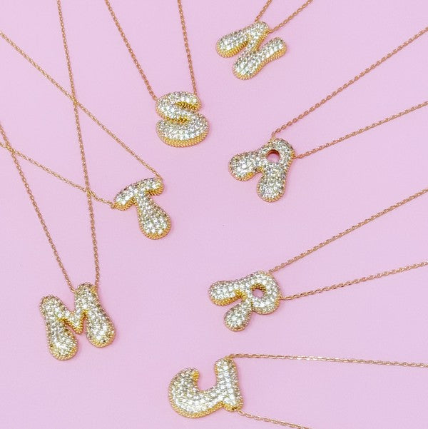 Crystal Bubble Initial Necklace - ONLINE ONLY