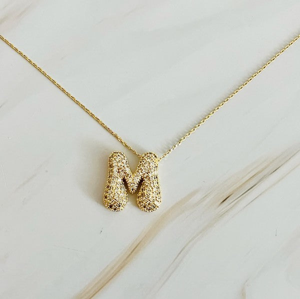 Crystal Bubble Initial Necklace - ONLINE ONLY