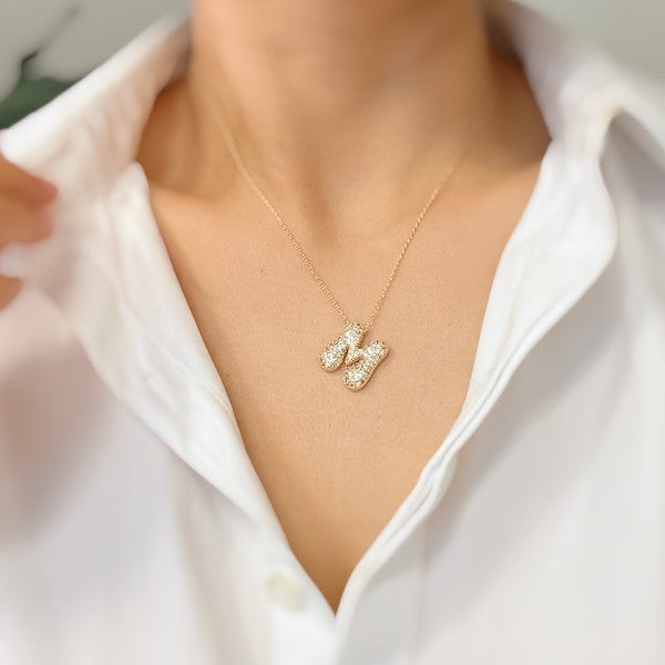 Crystal Bubble Initial Necklace - ONLINE ONLY