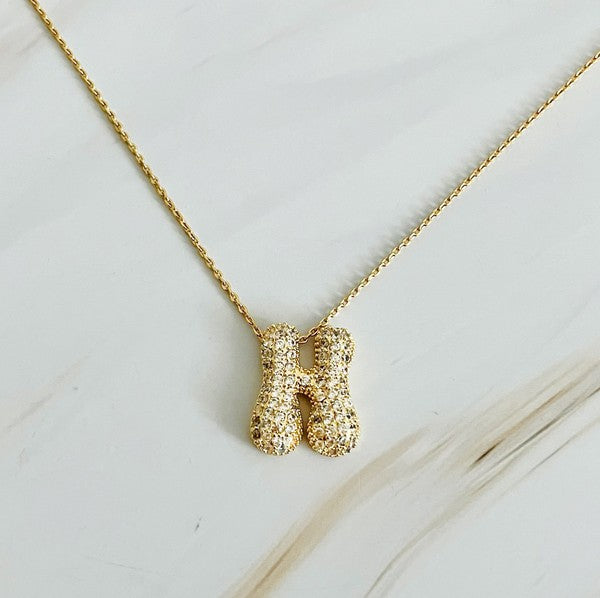 Crystal Bubble Initial Necklace - ONLINE ONLY