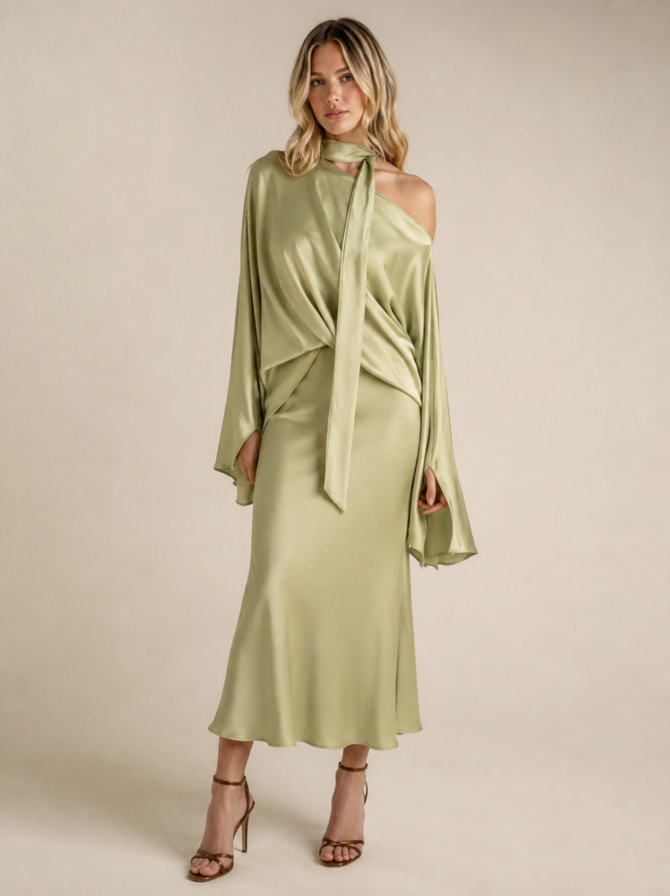 Pistachio Satin Dress
