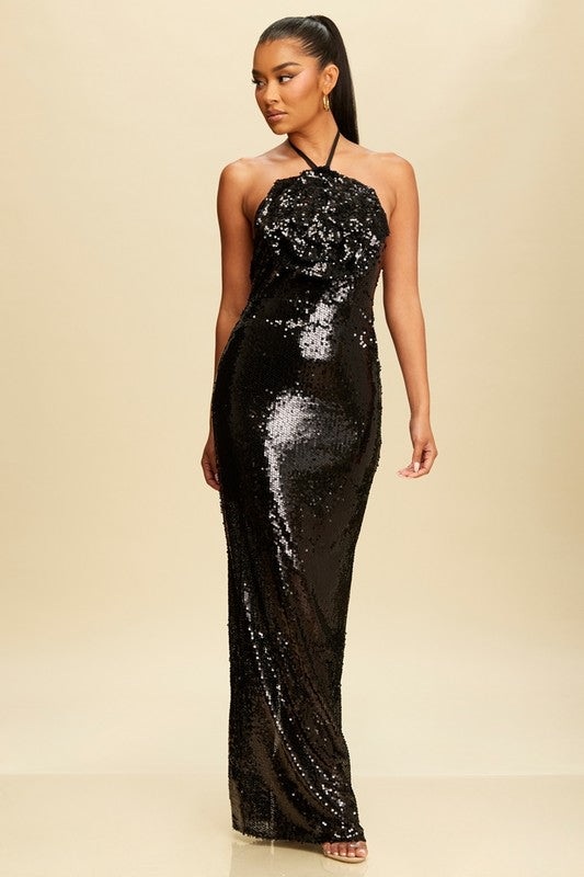 Emma Black Sequin Dress