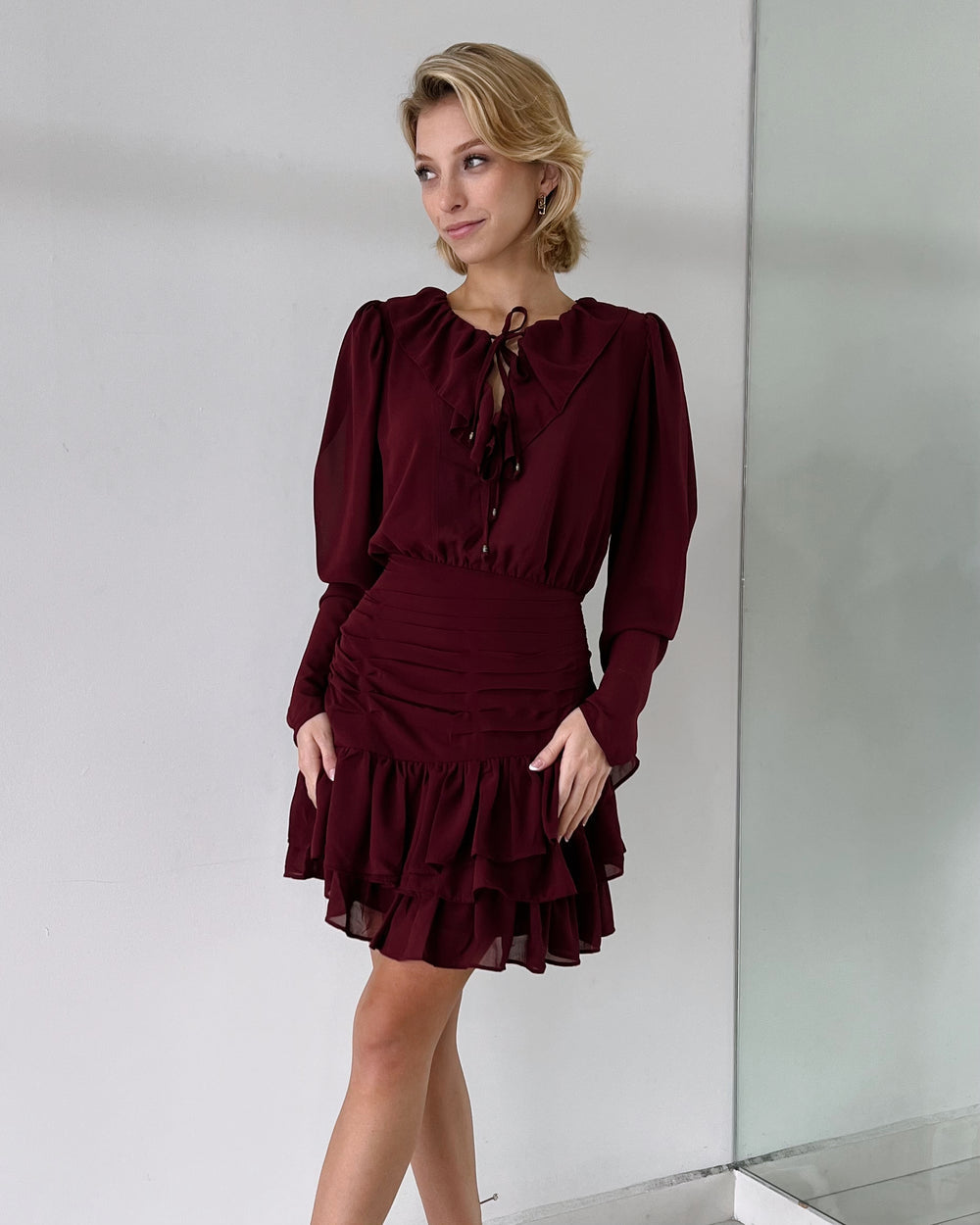 Monica Burgundy Dress