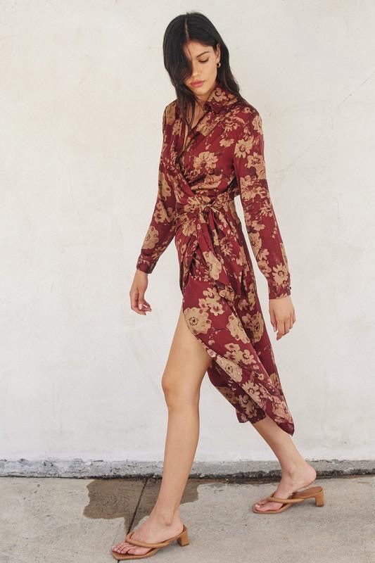 Natasha Burgundy Midi Dress