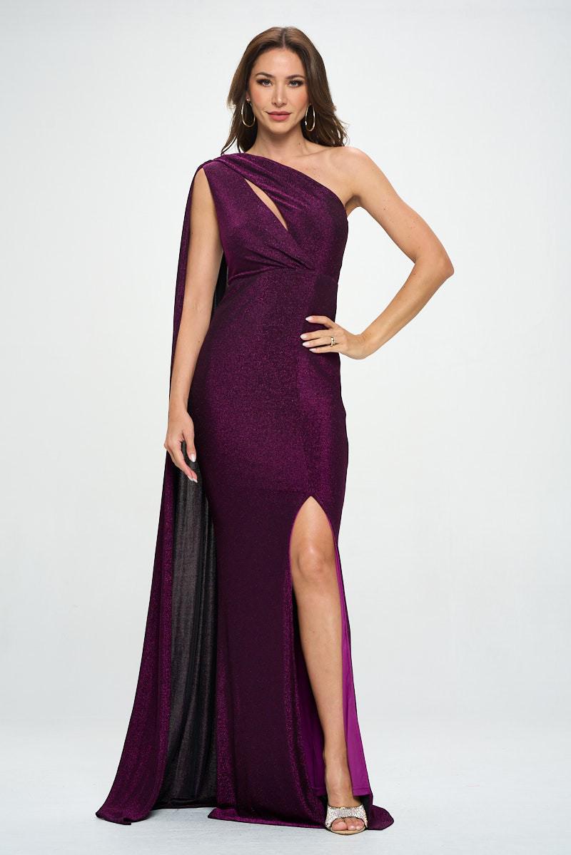 Purple One Shoulder Maxi Dress