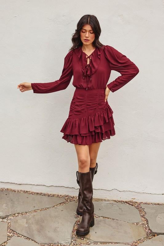 Monica Burgundy Dress