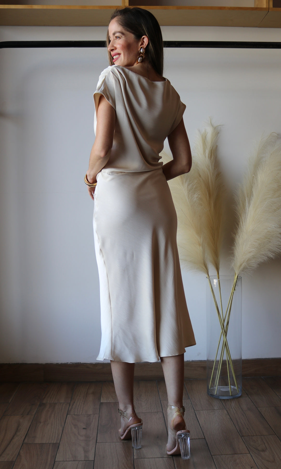 Mia Satin Midi Dress