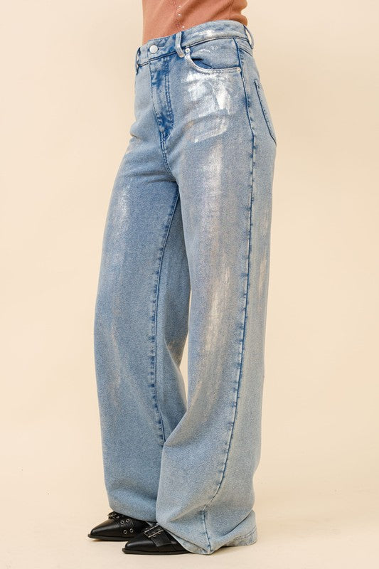 Adelia Wide Leg Denim Sweatpants