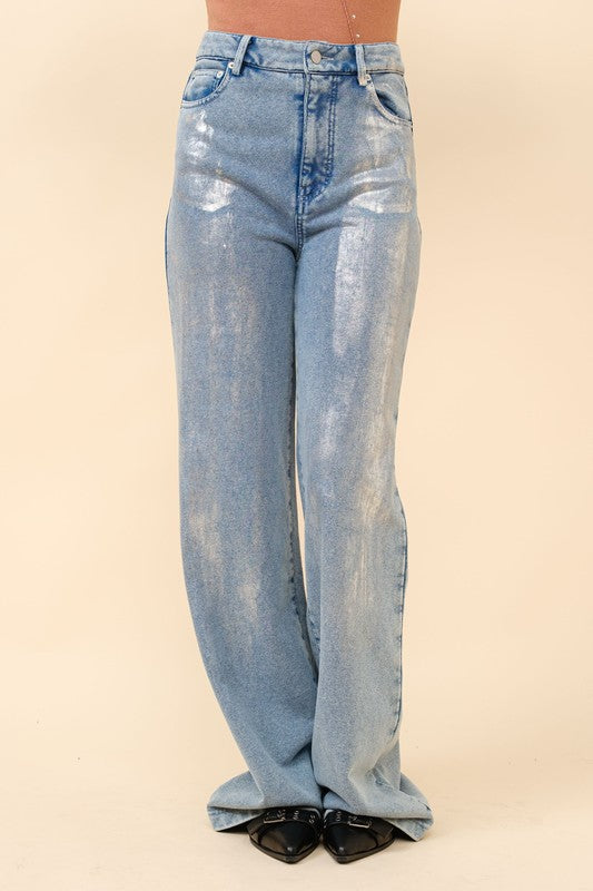 Adelia Wide Leg Denim Sweatpants