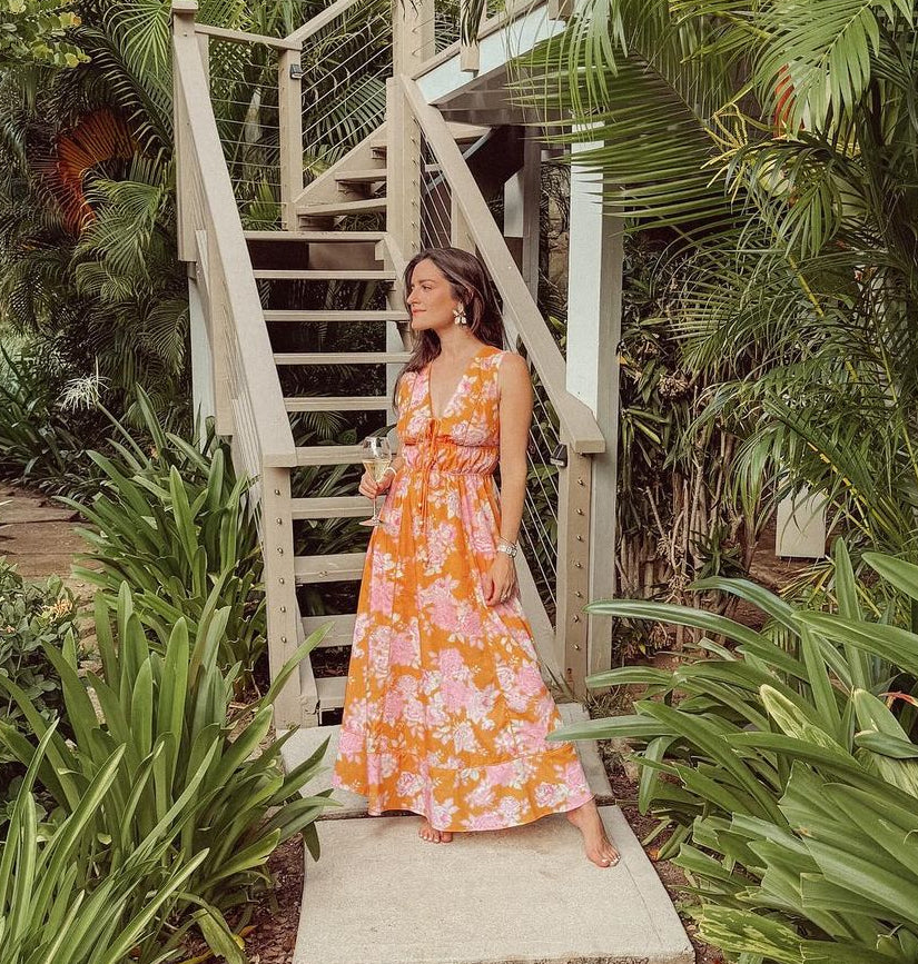 Malibu Orange Floral Dress