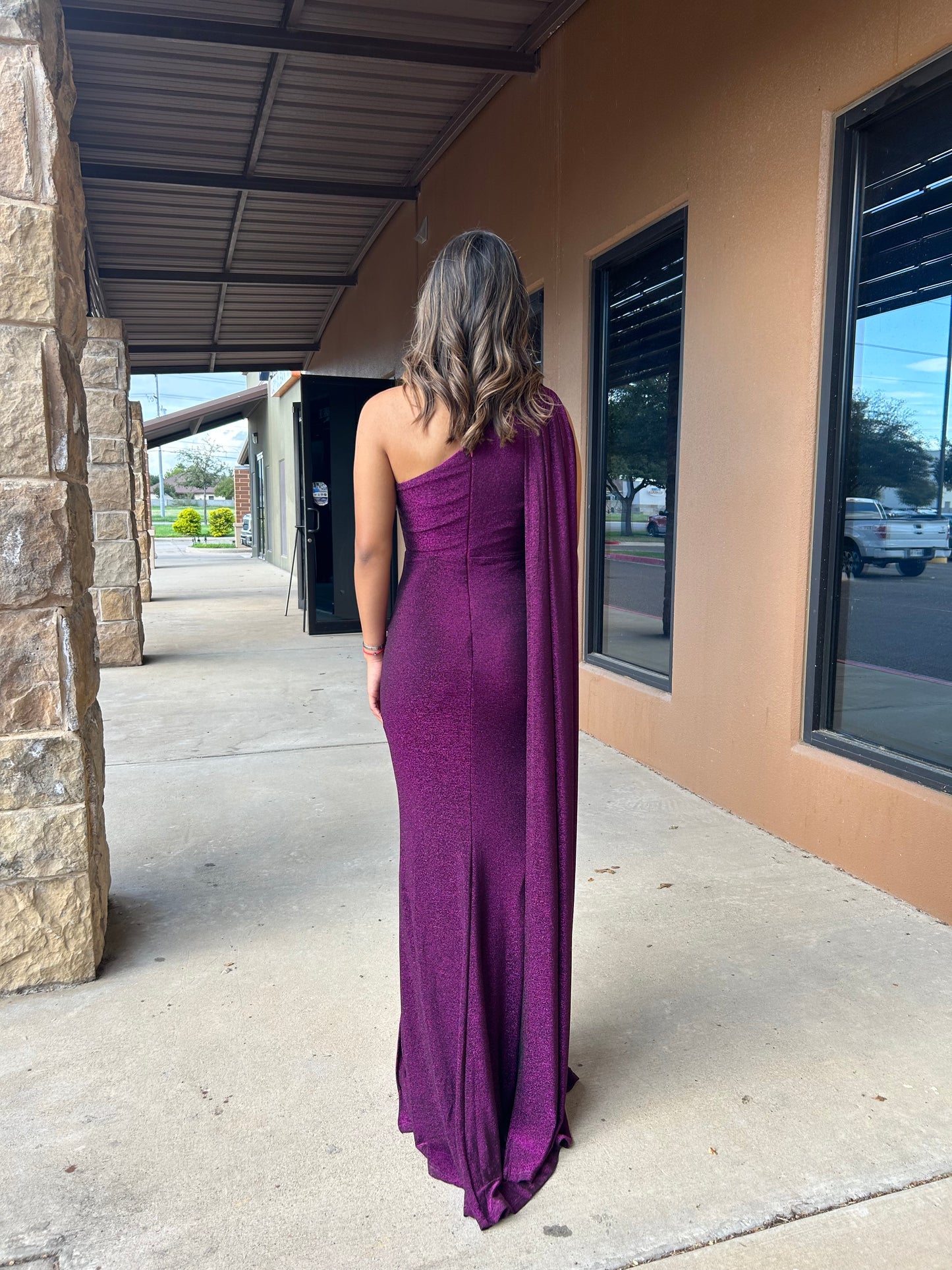 Purple One Shoulder Maxi Dress