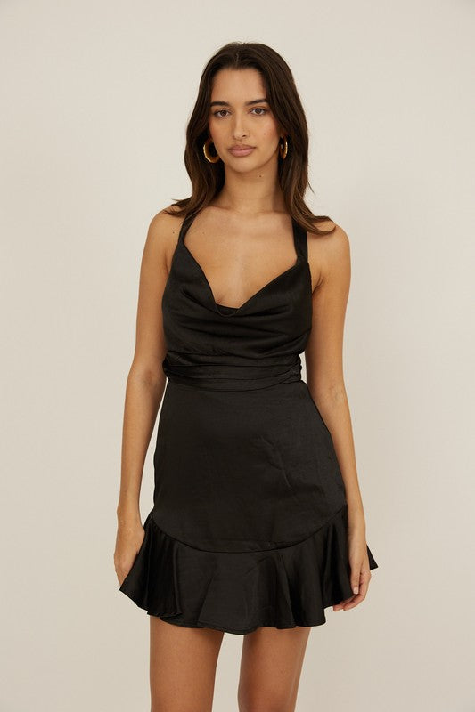 Naira Black Halter Dress