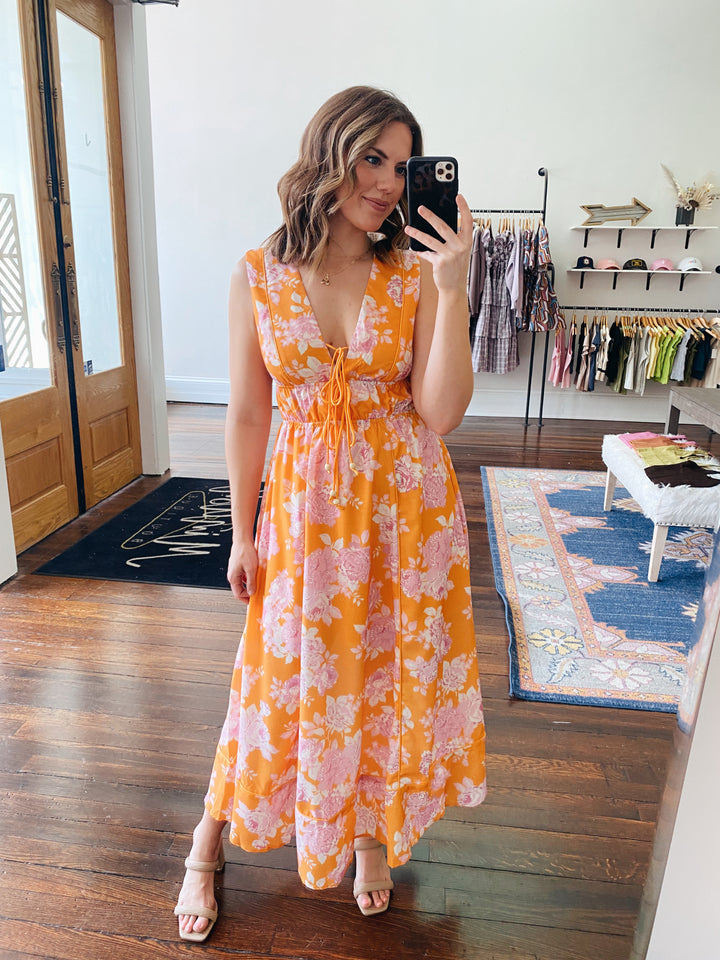 Malibu Orange Floral Dress