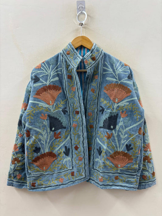 The Garden of Dusk - Hand-Embroidered Velvet Jacket