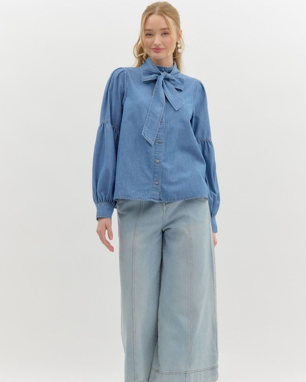 Denim bow top