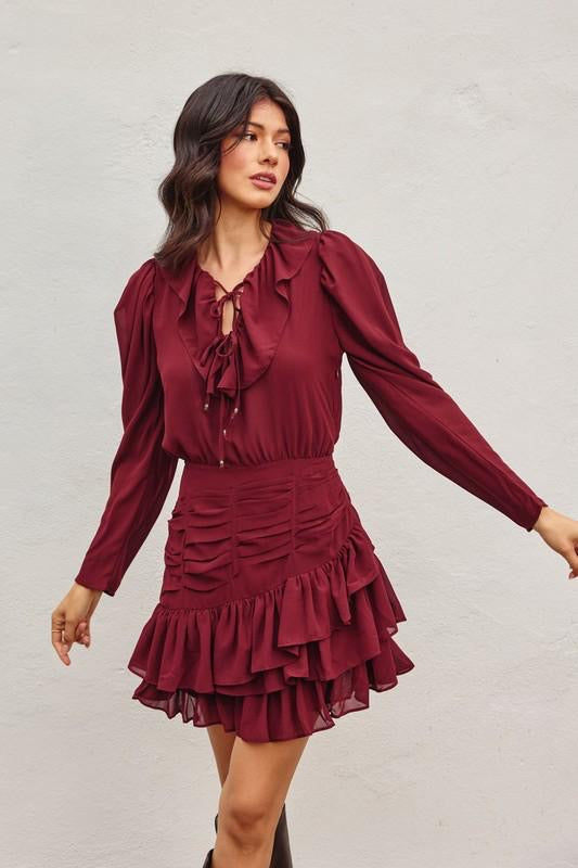 Monica Burgundy Dress