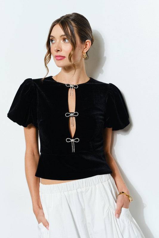 Velvet + bows top