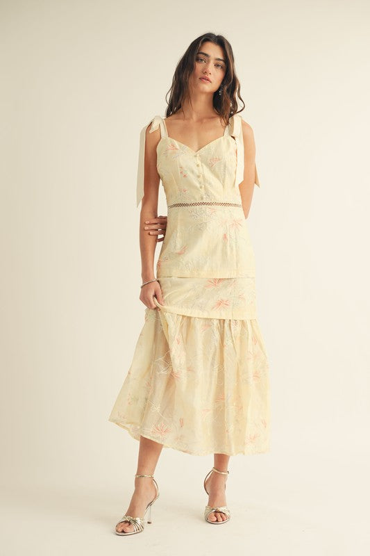 Khlara Floral Print Midi Dress