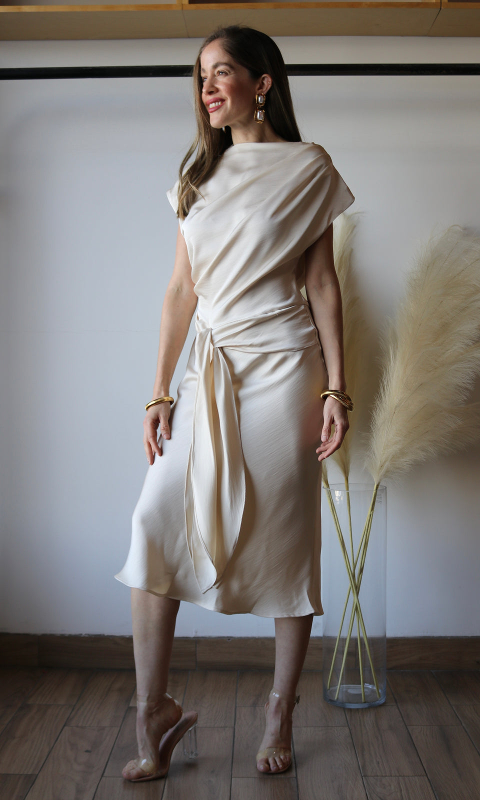 Mia Satin Midi Dress