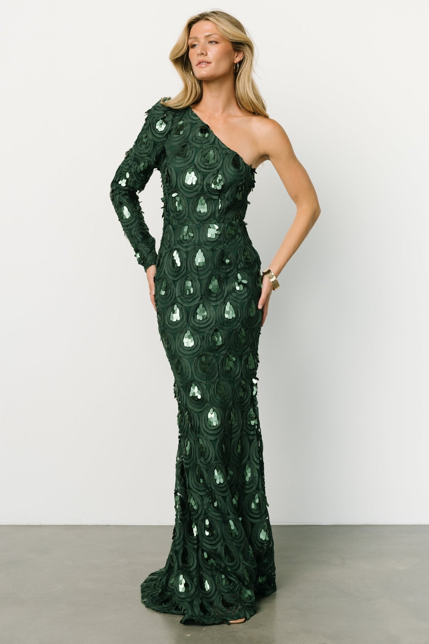 Vera Hunter Green One Shoulder Gown