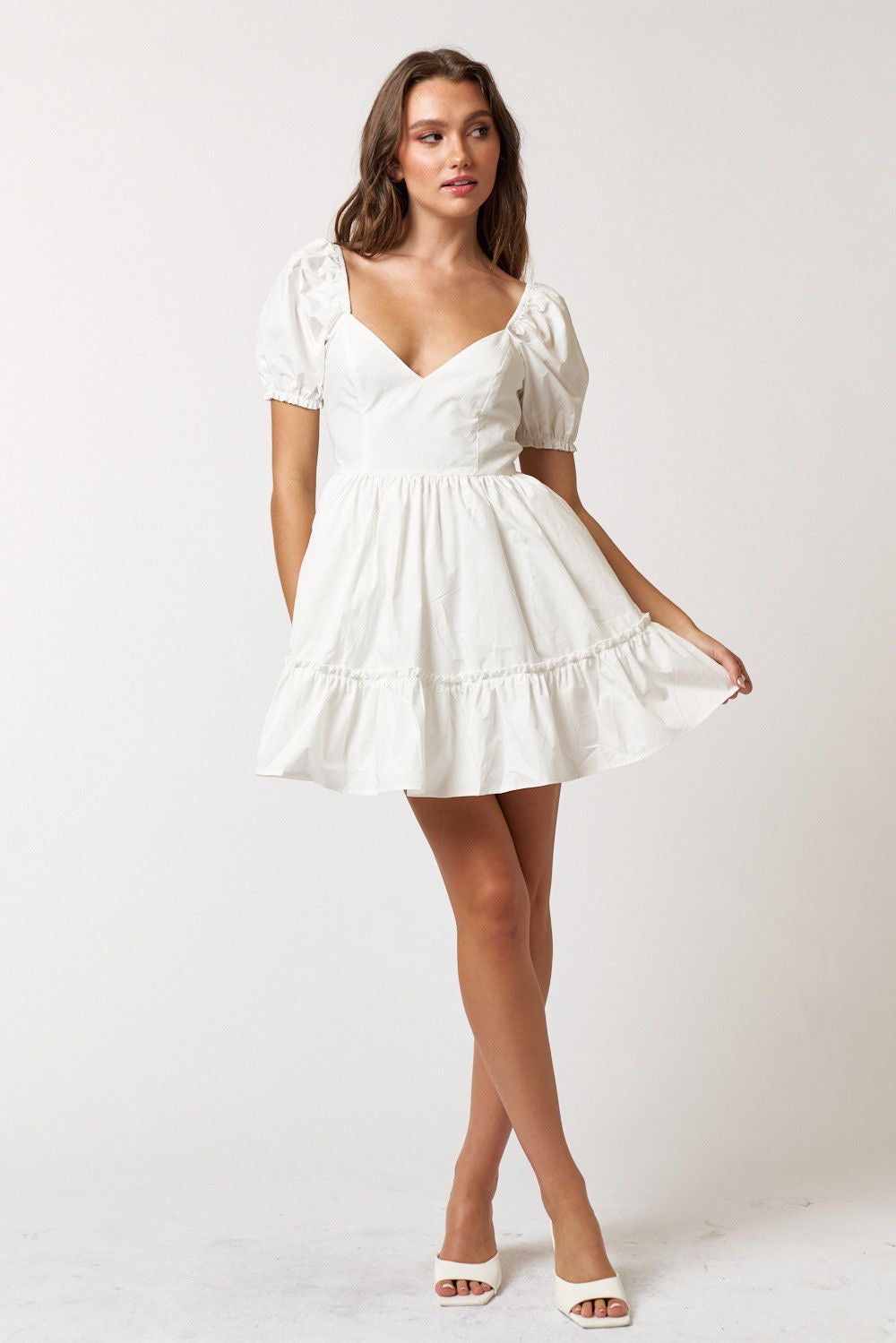 Puff sleeve babydoll dress