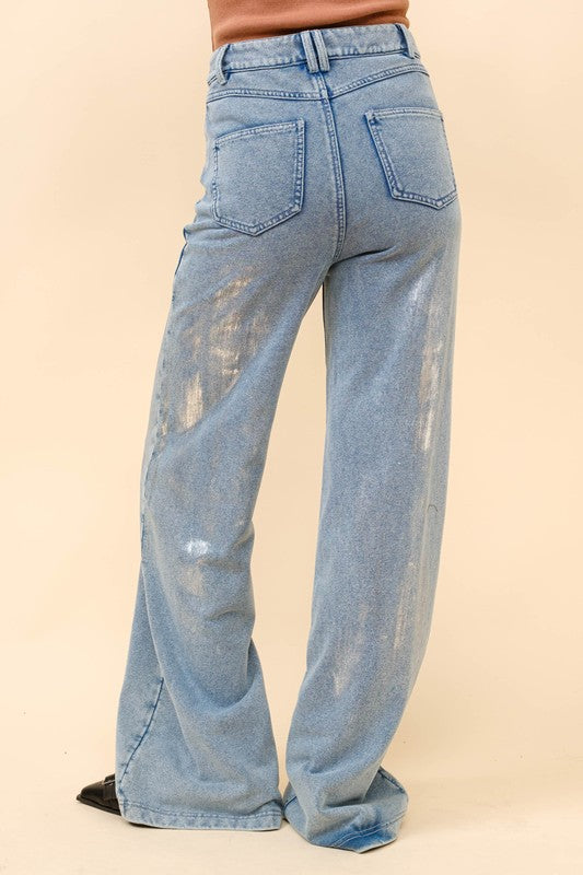 Adelia Wide Leg Denim Sweatpants