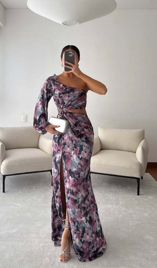 Marcia One Shoulder Printed Dress