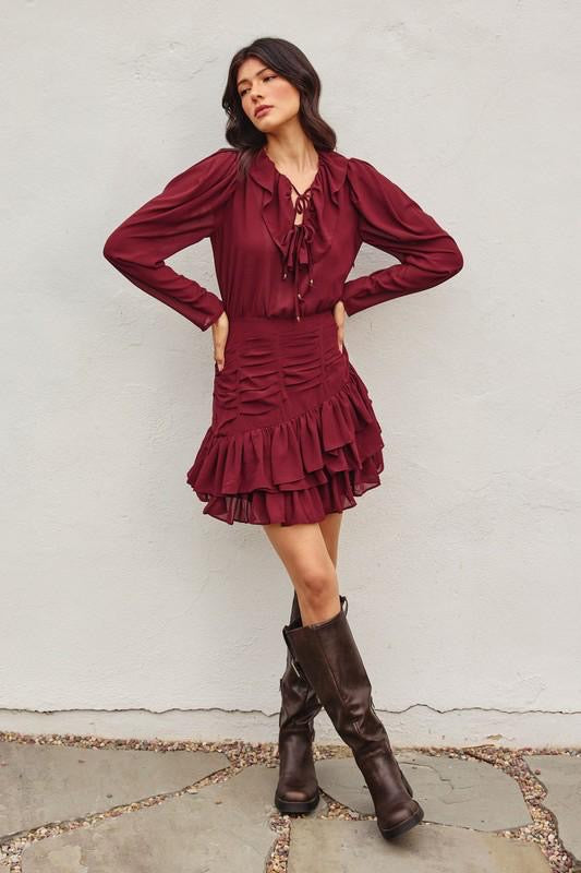 Monica Burgundy Dress