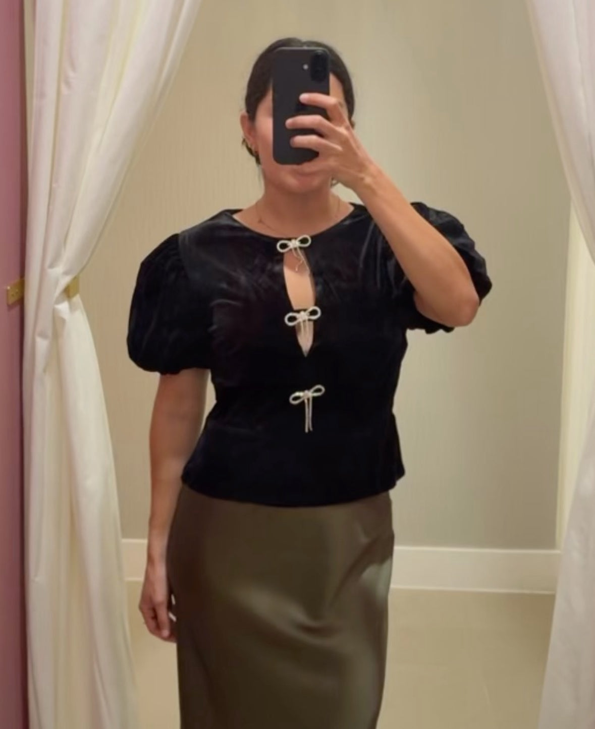 Velvet + bows top