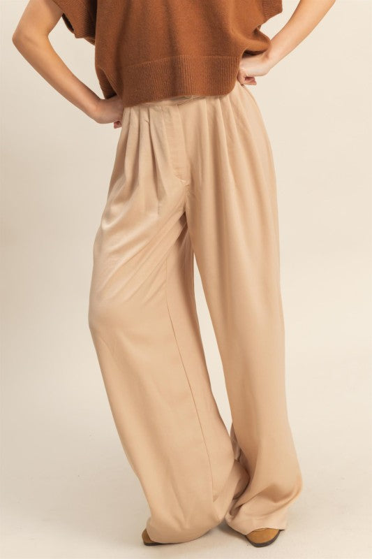 Wide-Leg Palazzo Satin Pants